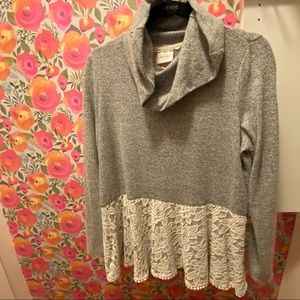 Knox Rose Size M Gray Cowl Neck Turtleneck